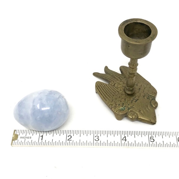 Crow Raven Sparrow Candle Holder Blue Calcite Egg - Picture 6 of 16